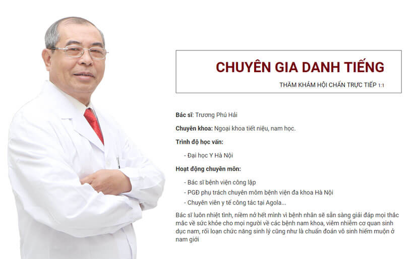 Bác sĩ Trương Phú Hải: thăm khám và điều trị các bệnh lý nam khoa và bệnh xã hội